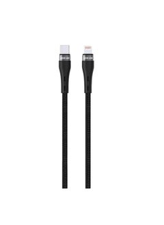 Buy USB-C to Lightning Braided Cable 18W / Secure & Safe / Wide Compatibility / Charge & Sync / 10000 Bends Life Span / 480Mbps Transfer Speed - Black in UAE