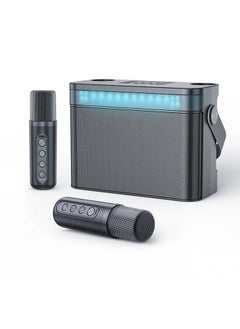 اشتري YS 224 Portable Wireless Bluetooth Karaoke Speaker Stereo Bass With Dual Microphones Black في الامارات