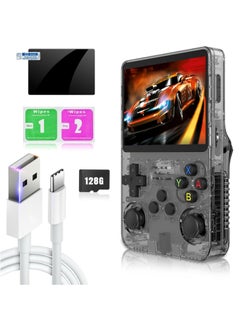 Buy R36S Handheld Retro Gaming Console Linux System with 128G TF Card, Preloaded with 15000+ Games, Retro Video Game Console 3.5-inch IPS Screen (Black 128G) in Saudi Arabia