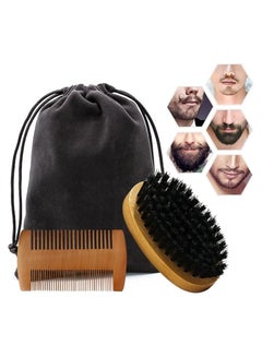 Buy Anyoui Beard Comb Brush Set Bristle Brush and Wood Beard Combs Long Beard Grooming and Beard Mustache Brush with Velvet Travel Pouch (3PCS) in Saudi Arabia