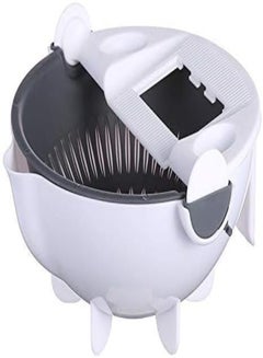 Buy Smm Multifunctional Rotating Basket Vegetable Cutter/Slicer/Chopper/Grater With 5 Dicing Blades (White) in UAE