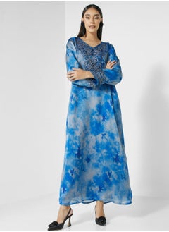 اشتري V-Neck  Printed Jalabiya في الامارات