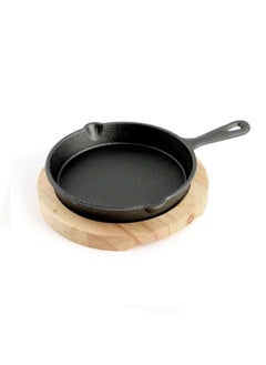 Buy Cast Iron Sizzling with Base 12 cm ,Black,Brown in UAE