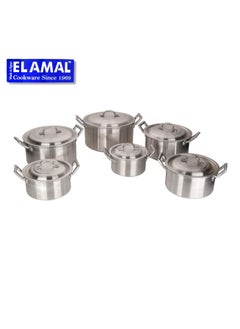 Buy A set of 6 aluminum pots with lids, assorted sizes in Saudi Arabia