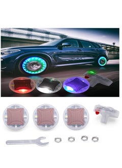 Buy Car Tire Wheel Light, 4 Pieces Color Blinking LED Gas Nozzle Cover Solar Car Tire Air Valve Cover Light with Motion Sensor Wheel Accessories for Bicycle, Car, Motorcycle in Saudi Arabia