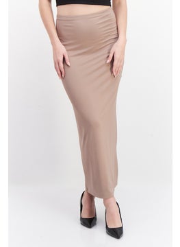 اشتري Women Plain Maxi Skirt, Beige في الامارات