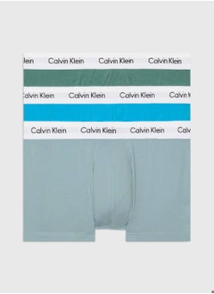 Buy Men's 3 Pack Low Rise Trunks - Cotton Stretch - Cotton, Blue in UAE