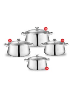 Buy 8-piece stainless steel cookware set with glass lid 6221064004832 in Egypt