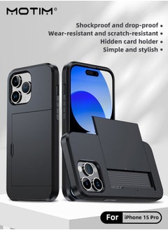 Buy iPhone 15 Pro Case Armor Design Military Grade Protection Slim Thin Shockproof Full-body Protective Phone Case Cover with Hidden Card Slot in UAE