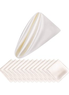 اشتري 10 Pcs Satin Napkins, Square Table Napkins, 17x17 Soft Dinner Napkins Elegant Silk Napkins for Dinner Wedding Parties, Soft Smooth Fabric Washable Napkins for Parties, Weddings and Dinners (Ivory) في السعودية