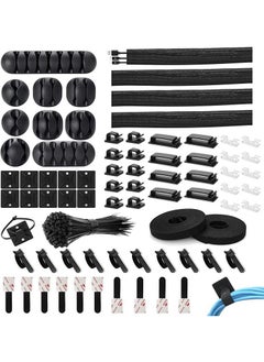 اشتري 173pcs Cable Management Organizer Kit, Cable Organizer for Home and Office. Suitable for power cords, USB cables, TV cables, PCs, desktop cable clip bundles, home office desk cord holders and more في السعودية