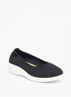 Buy Women Textured Slip-On Shoes with Wedge Heel in UAE