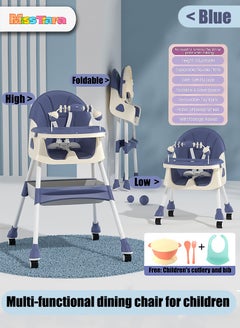 Buy Baby High Chair for Toddlers, Foldable High Chairs with Adjustable Seat Heigh Recline with 4 Wheels and Removable Tray in UAE