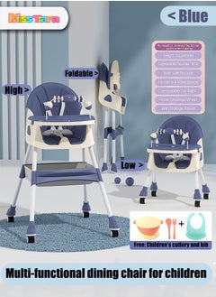 Buy Baby High Chair for Toddlers, Foldable High Chairs with Adjustable Seat Heigh Recline with 4 Wheels and Removable Tray in UAE