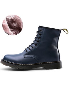 Buy Fleece Motorcycle Platform Ankle Boots Blue in Saudi Arabia