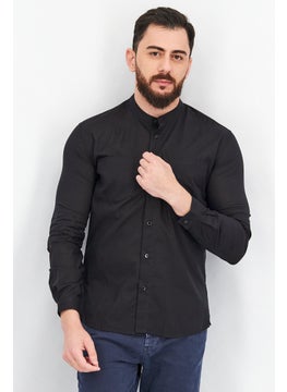 Buy Men Regular Fit Long Sleeve Solid Casual Shirt, Black in Saudi Arabia