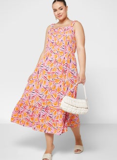 Buy Strappy Printed Tiered Dress in UAE