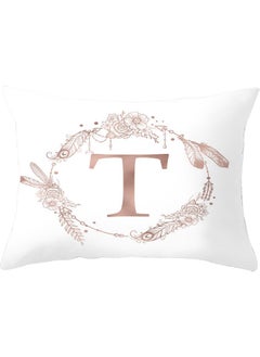 Buy T Letters Printed Throw Pillow Cover White 30 X 50cm in UAE