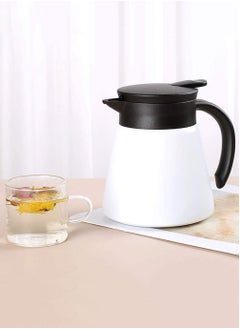 اشتري Thermal Coffee Carafe Tea Pot, Thermal and Cold Coffee Carafe Stainless Steel Insulation Pot Double Wall Vacuum Insulated Coffee Water  Beverage Dispenser,  (White, 650ml) في السعودية