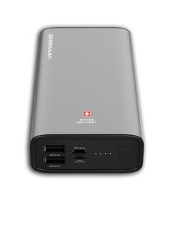 Buy Swiss Military Bieudron PD Power Bank 20000MAH: Rapid Charging, 20W Output, 50% Charge in 30 Minutes* -Type-C, Micro, and Dual USB Inputs. Compatible with Apple, Samsung & More - Silver in UAE