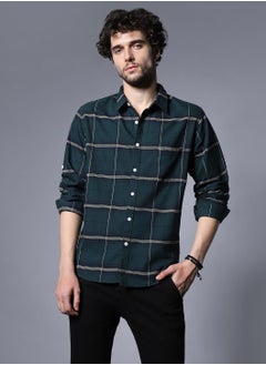 Buy Classic Windowpane Checks Opaque Pure Cotton Casual Shirt in UAE