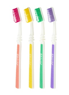 اشتري Shield Care Flex Manual Toothbrush Value Pack, Full Multi-Level Filaments, Medium Bristles for Deep Cleaning, Ideal for Adults - 4 Count (Pack of 1) في الامارات