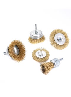 Buy Wire Brush Set -5 Piece- Heavy-Duty Brass Abrasive Deburring Wire Wheel Brushes, Cup Brushes, and End Brush - Perfect for Metal Cleaning, Rust Removal, and Surface Preparation with Power Tools in Saudi Arabia