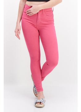 اشتري Women Skinny Fit Solid Stretchable Denim Jeans, Bright Pink في السعودية