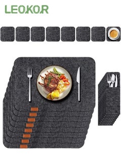 Buy 24 Pcs Felt Placemats for Dining Table Non-Slip and Heat-Resistant Dark Gray in Saudi Arabia