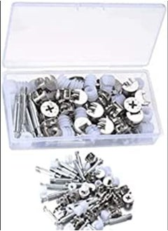 Buy ABBASALI Furniture Connection Fittings 4-in-1 Kit - Fixing Screw with Locking Cam Fitting, Dowel Screws, Pre-Inserted Nut & Screw Caps for Furniture, Cabinet,Wardrobe etc (25 SET)) in UAE