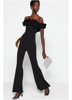 Buy Black Frilly Woven Jumpsuit TPRSS23TU00013 in Egypt