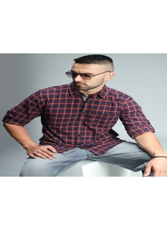 Buy Standard Checked Cotton Spread Collar Curved Casual Shirt in UAE