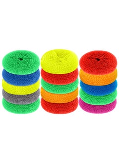 Buy Plastic Dish Scrubbers for Dishes, Round Scrubber Scouring Pad Nylon Dish Scrubber, Poly Mesh Scouring Dish Pads Non Scratch Scrubbers Rainbow Colors,15 Pcs in UAE