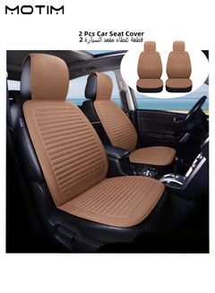 Buy Pack Of 2 Car Seat Cover Breathable Car Seat Protector Universal Anti-Slip Driver Seat Cover with Backrest Linen Seat Protection in UAE