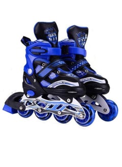 Buy 4 Size Adjustable Roller Skates, Inline Skates for Kids Adults Boys Girls Ladies Men Women With All Wheels Light Up with Safe Lock Straps Comfortable Roller Blade Boots Shoes PU in Saudi Arabia