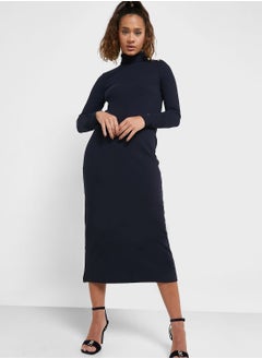 Buy Roll Neck Button Detail Dress in UAE