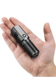 Buy Mini Flashlight, Rechargeable Flashlight, 1500 High Lumen Small Flashlight for Camping/Hiking/Daily Use (Black) in Saudi Arabia