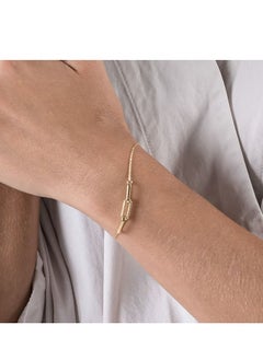 Buy Real Gold Thick Link Stone Adjustable Size Bracelet in UAE