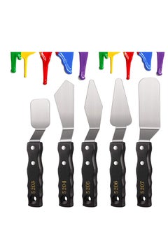 اشتري SYOSI Large Painting Knife Set Pallet Knife Set Painting Mixing Scraper Stainless Steel Spatula Palette Knife Oil Painting Accessories Tools for Color Mixing Acrylic Mixing Supplies 5 Pieces في السعودية