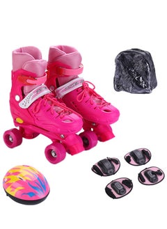 Buy Design For Girls Boy Kids Child Adjustable Quad Roller Skates Shoes Sliding Sneakers 4 Wheels 2 Row Line outdoor Gym Sports in Saudi Arabia