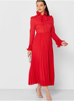 Buy Tie Neck Pleated Dress in UAE