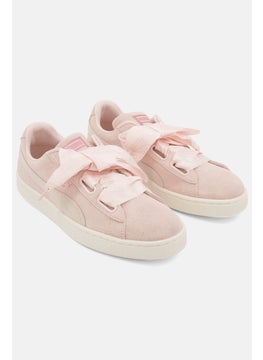 Buy Women Suede Heart Triangle Sneakers, Light Pink in Saudi Arabia