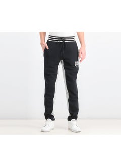 Buy Men Press Sweat Pants, Black and Light Gray Heather in UAE