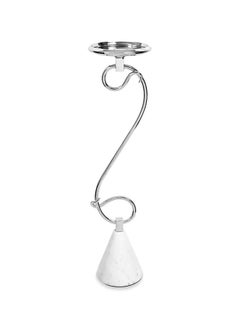 Buy Lure Pillar Candle Holder, Silver & White - 12x43 cm in UAE