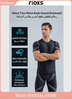 Buy Men's Two Piece Rash Guard Swimsuit Water Sport Swimsuit Sun Protection Bathing Suits Short Sleeve Swimwear in Saudi Arabia