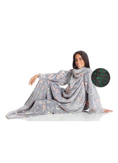 Buy Wearable Blanket | Fleece Blanket w/ Sleeves & Pocket, Glow in the Dark, Soft Comfy & Warm, Machine Washable, for Adults Men Women Teenagers size 140 x 180cm - DeLuxe Glow Butterflies in Saudi Arabia