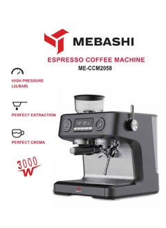 Buy Espresso Coffee Machine With Grinder 20 Bar High Pressure 3000 W in UAE