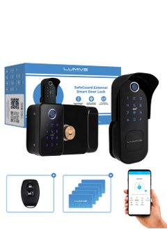 Buy Lumive SafeGuard GT15, a Weatherproof Smart Rimlock Lock, Comes with Fingerprint Entry, Passcodes, App Unlock, 5 Cards, and  TTlock FOB Remote Fits Doors 30-60mm(Supports Remote Unlock, Hub Required) in Saudi Arabia