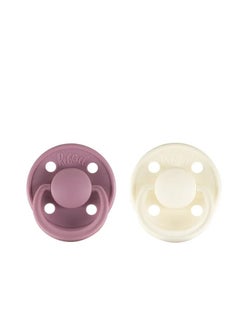 Buy Rebael Mono Natural Rubber Round Pacifier Size 2 - Baby 6M+ (2-pack) - Plum / Champagne in Saudi Arabia