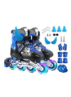 Buy Kids Adjustable Perfect inline skates Roller Skate Shoe Set with LED Flash in UAE